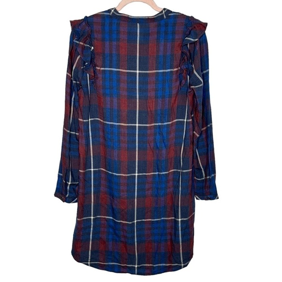 Anthropologie Cloth & Stone Plaid Ruffle T-Shirt Dress - Picture 3 of 12